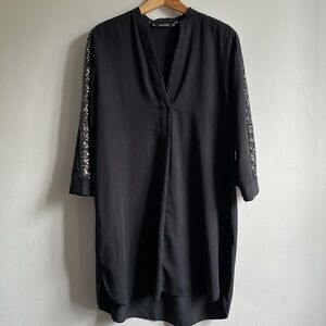 Zara black tunic dress with sequin sleeves women’s small
